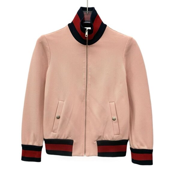 Gucci Pink Striped Collar XXS Zipper Jacket Long-Sleeved Made In Italy Polyester - Picture 1 of 7